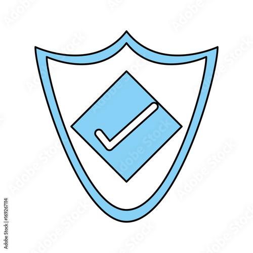 Flat line monocromatic shield over white background vector illustration