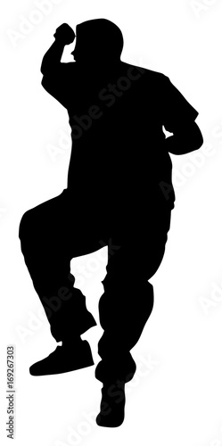 Party dancer handsome boy vector silhouette. Nightlife party dancing concept. Disco club event. Birthday celebration. Teenager in good mood. Fun entertainment. Young man music enjoying. Dj clubbing.
