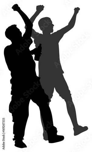 Drunk boys after party with bottle of wine. Drinking young men isolated over white background.