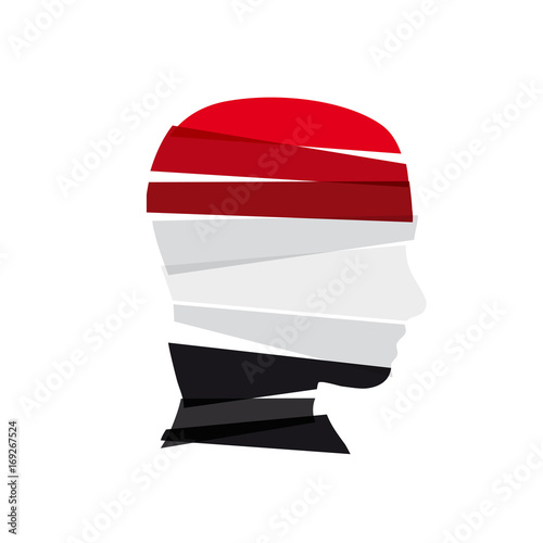 Vector sign man head. Mummy with colors of the Egyptian flag