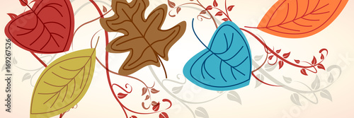  Vector banner dead leaves, autumn background