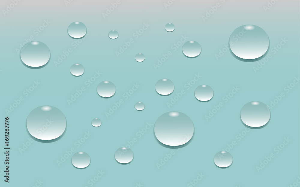 Background blue with water drops, vector