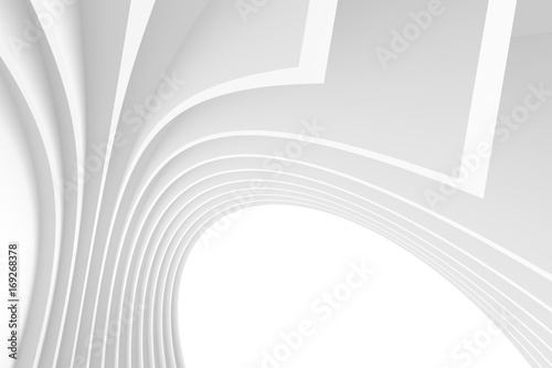 White Architecture Circular Background. Abstract Tunnel Design. 3d Architecture Render