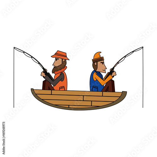 fishermen on boat icon image vector illustration design 