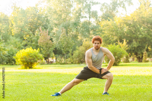 Workout in summer morning photo