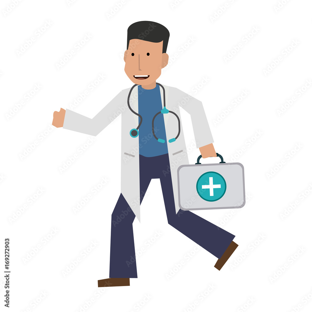 doctor or physician running with first aid kit icon image vector illustration design doctor or physician running with first aid kit icon image vector illustration design