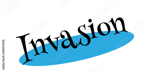 Invasion rubber stamp. Grunge design with dust scratches. Effects can be easily removed for a clean, crisp look. Color is easily changed.