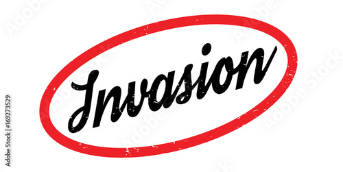 Invasion rubber stamp. Grunge design with dust scratches. Effects can be easily removed for a clean, crisp look. Color is easily changed.