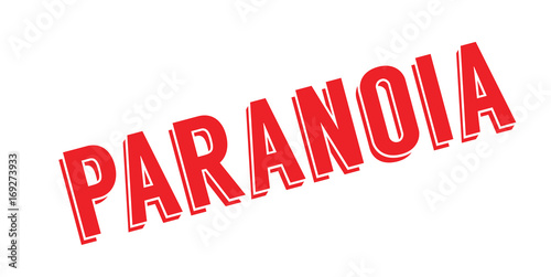 Paranoia rubber stamp. Grunge design with dust scratches. Effects can be easily removed for a clean, crisp look. Color is easily changed.