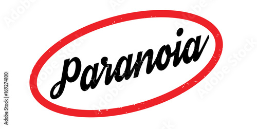 Paranoia rubber stamp. Grunge design with dust scratches. Effects can be easily removed for a clean, crisp look. Color is easily changed.