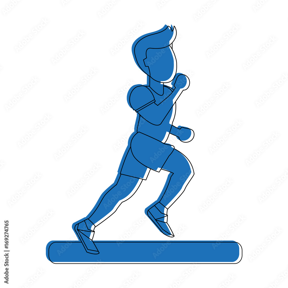 running man avatar sideview icon image vector illustration design  blue color