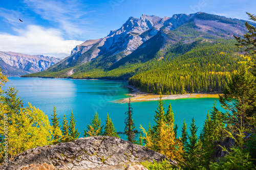 The lake with turquoise water photo