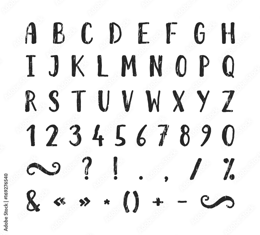 Handwritten font with punctuation marks Handwritten font with punctuation marks