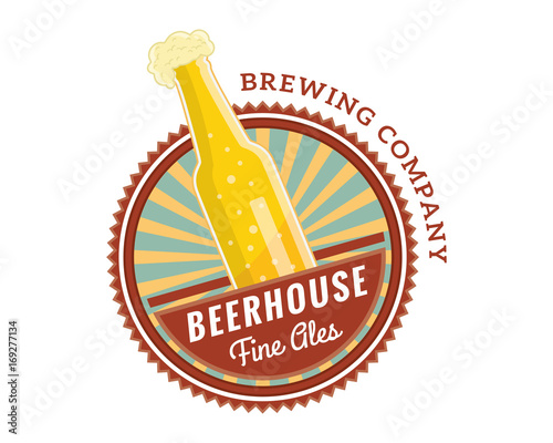 Modern Beer Bar Emblem Logo Design