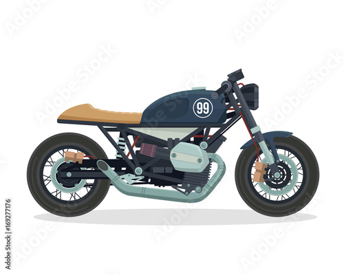 Canvas Print Vintage Classic Cafe Racer Motorcycle Illustration