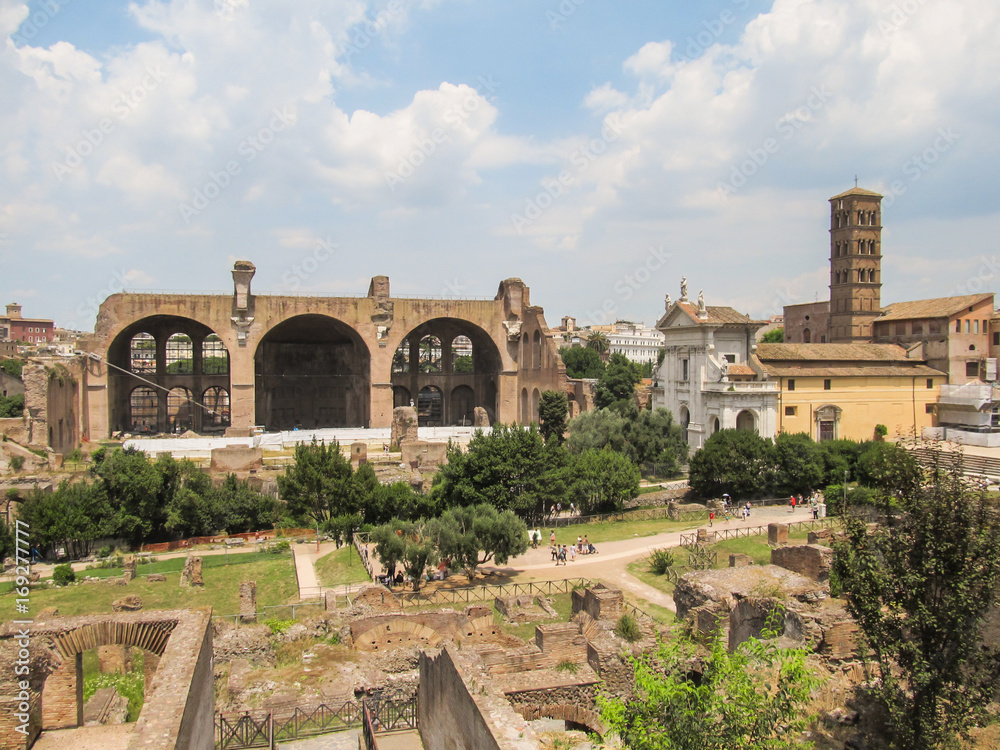 Ruins of the Roman Forum - Basilica di Massenzio and Basilica di Santa Francesca Romana