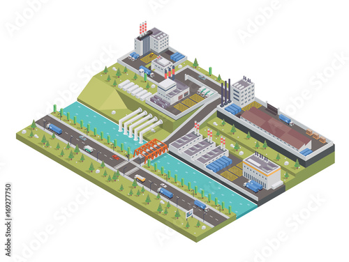 Modern Isometric Big Industrial Factory and Logistic Warehouse Complex  Suitable for Diagrams  Infographics  Illustration  And Other Graphic Related Assets