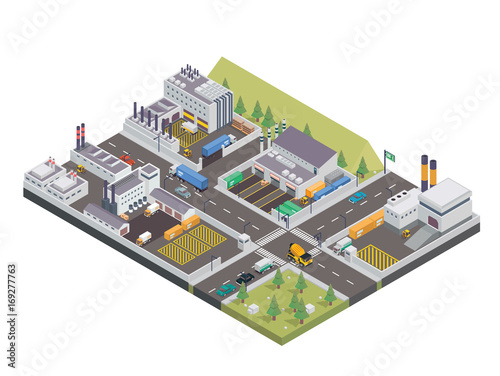Modern Isometric Big Industrial Factory and Logistic Warehouse Complex  Suitable for Diagrams  Infographics  Illustration  And Other Graphic Related Assets