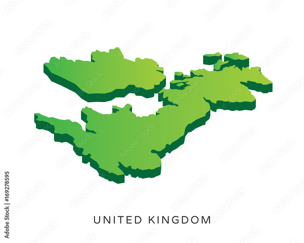 Modern Detail Isometric 3D Map - United Kingdom
