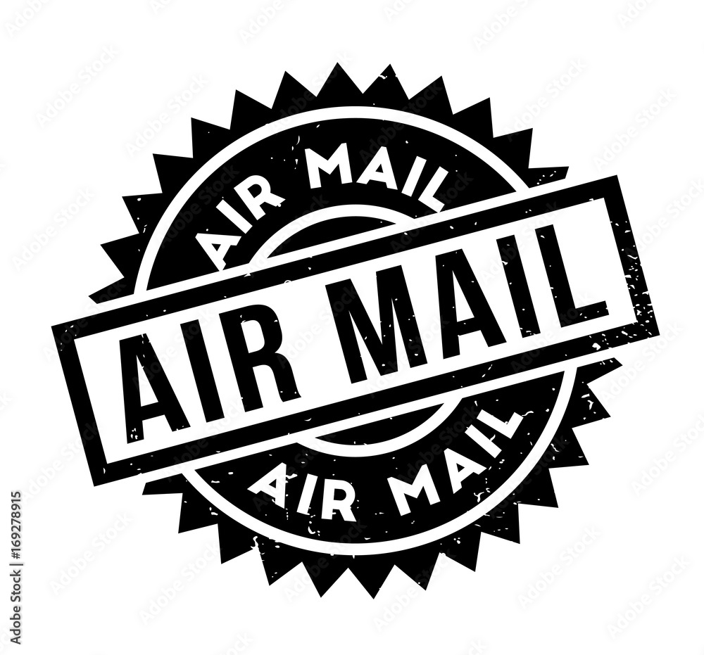 Air Mail rubber stamp. Grunge design with dust scratches. Effects can be easily removed for a clean, crisp look. Color is easily changed.