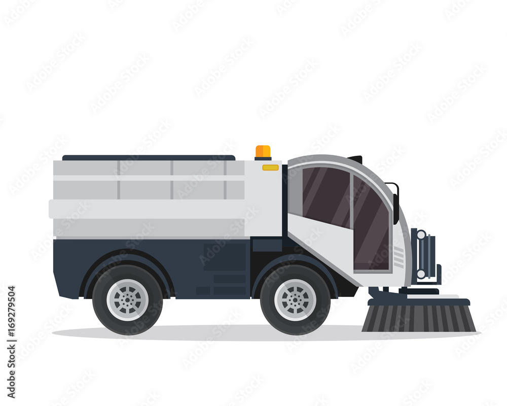 Modern Street Sweeper Truck Illustration Logo