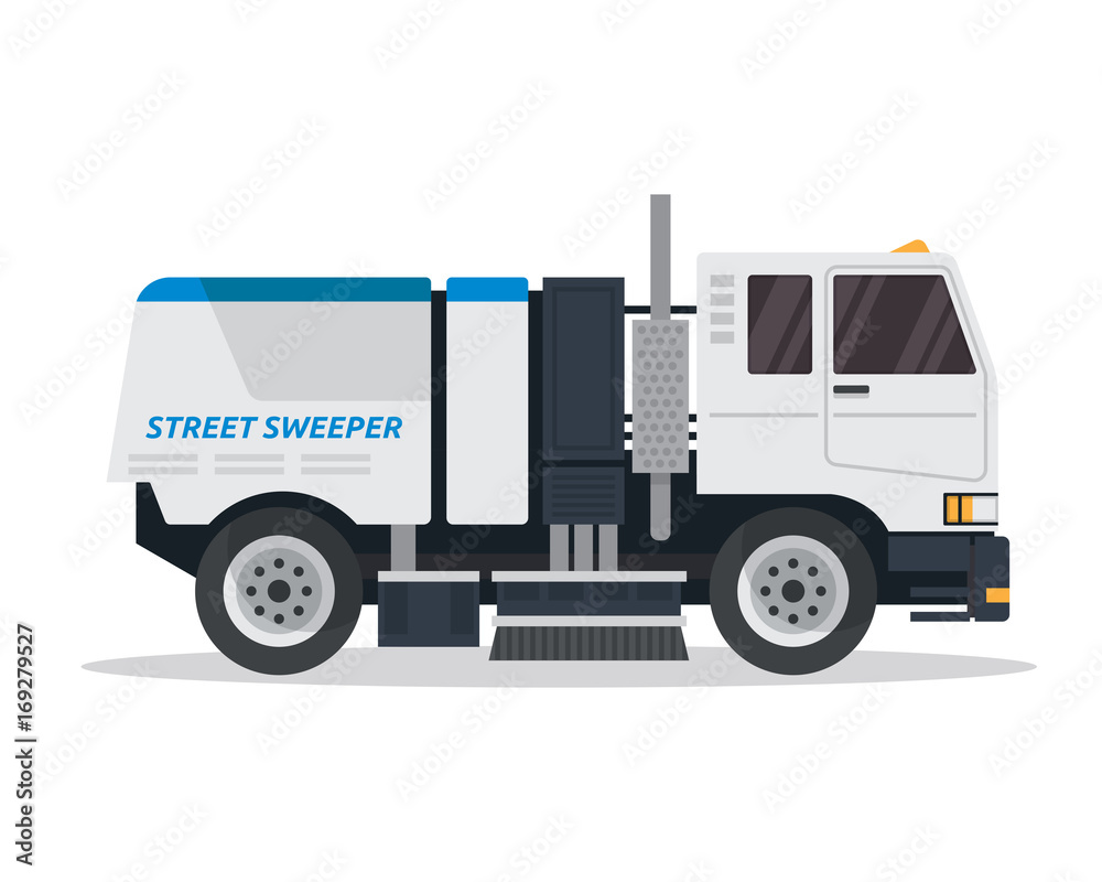 Modern Street Sweeper Truck Illustration Logo