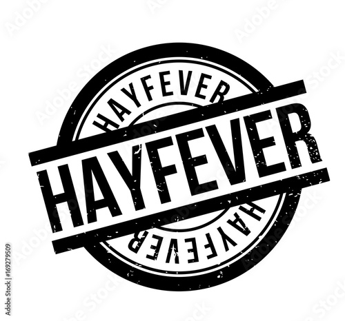 Hayfever rubber stamp. Grunge design with dust scratches. Effects can be easily removed for a clean, crisp look. Color is easily changed.