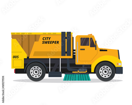 Modern Street Sweeper Truck Illustration Logo