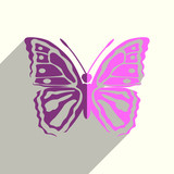 Butterfly flat icons with of shadow. Vector illustration