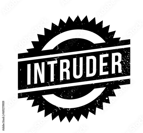 Intruder rubber stamp. Grunge design with dust scratches. Effects can be easily removed for a clean, crisp look. Color is easily changed.