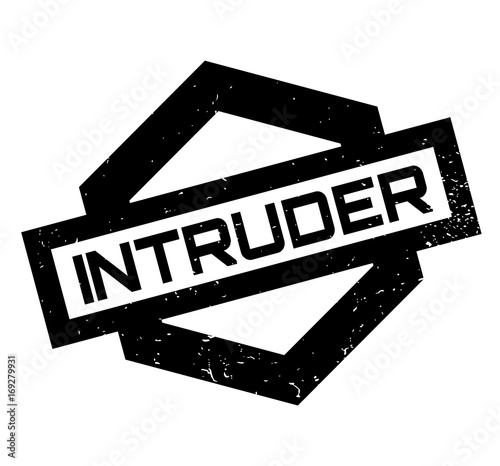 Intruder rubber stamp. Grunge design with dust scratches. Effects can be easily removed for a clean, crisp look. Color is easily changed.