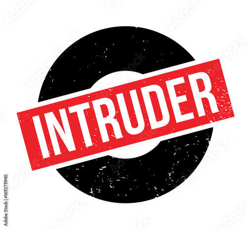 Intruder rubber stamp. Grunge design with dust scratches. Effects can be easily removed for a clean, crisp look. Color is easily changed.