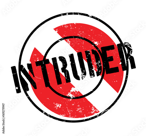 Intruder rubber stamp. Grunge design with dust scratches. Effects can be easily removed for a clean, crisp look. Color is easily changed.