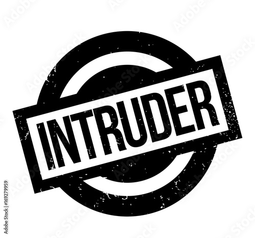 Intruder rubber stamp. Grunge design with dust scratches. Effects can be easily removed for a clean, crisp look. Color is easily changed.
