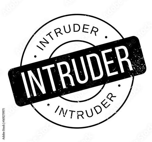 Intruder rubber stamp. Grunge design with dust scratches. Effects can be easily removed for a clean, crisp look. Color is easily changed.