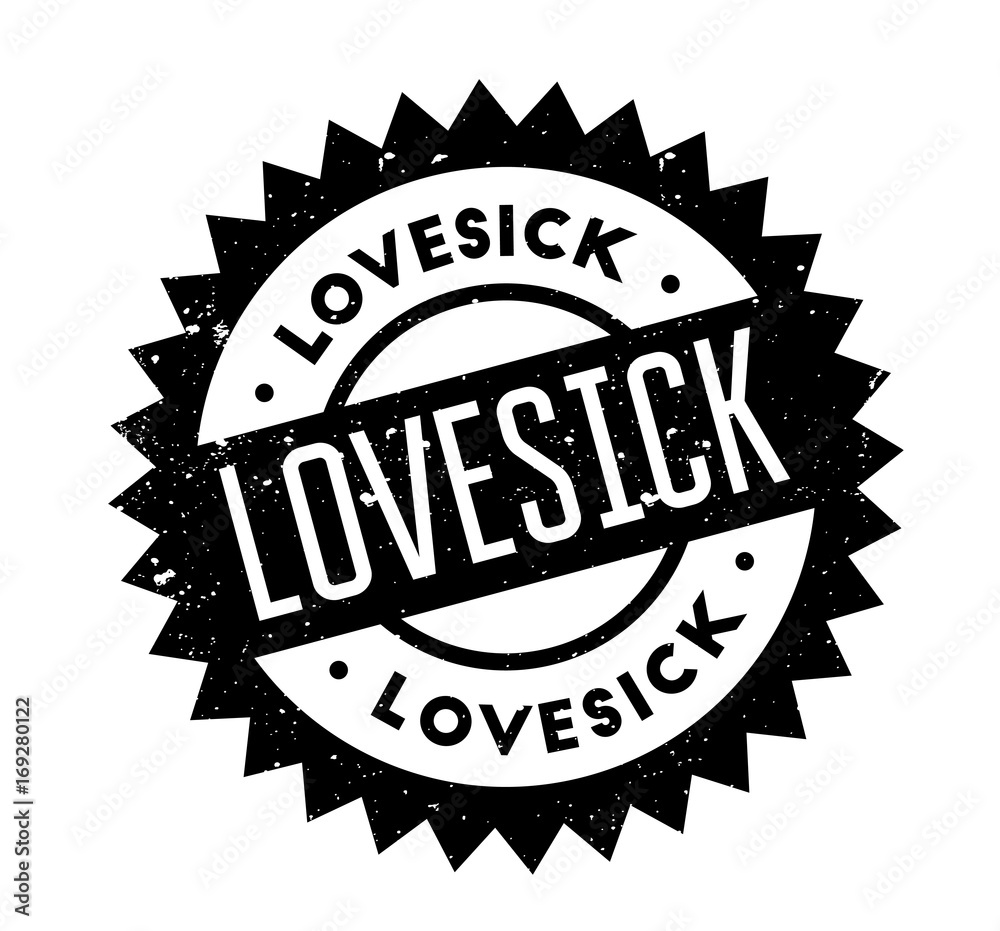 Lovesick rubber stamp. Grunge design with dust scratches. Effects can be easily removed for a clean, crisp look. Color is easily changed.