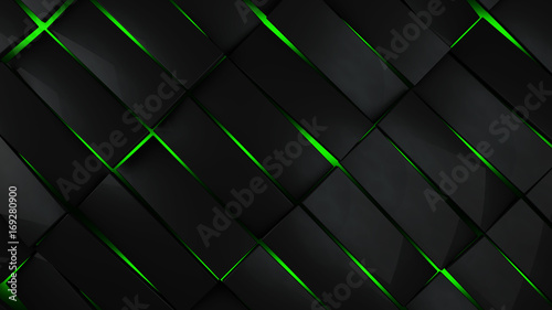 grey and green rectangles modern background 3d render illustration