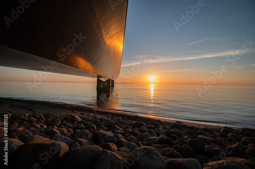 Storebæltsbroen at sunset - Korsør, Denmark photo