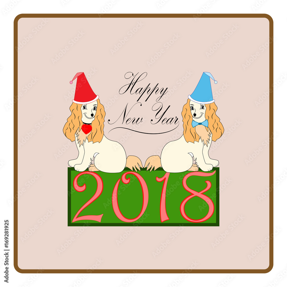 Fototapeta premium Dog is a symbol of the 2018 Chine New Year