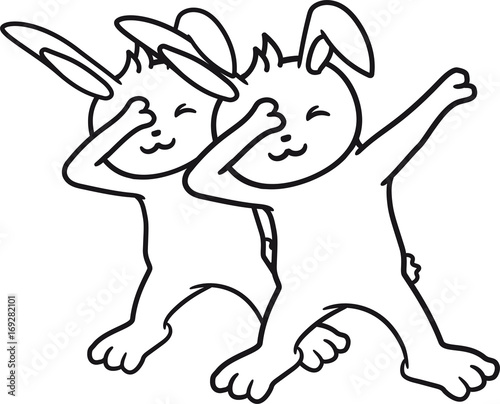 2 freunde team paar dub dab tanz dabbing move tanzen position hände arme hand kopf strecken zeigen figur bewegung position tanzfigur hase kaninchen lustig