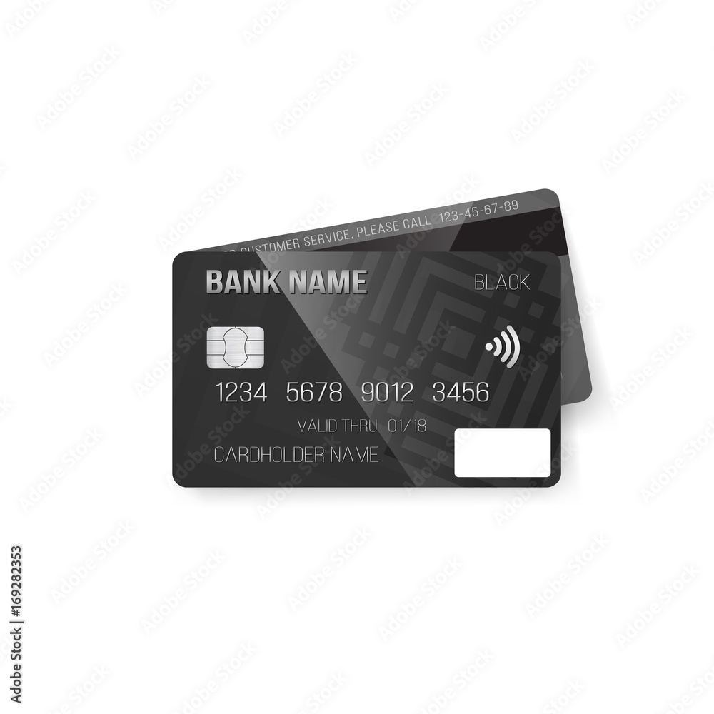 Illustration of Vector Credit Card. Photorealistic Bank Card Isolated on White Background Illustration of Vector Credit Card. Photorealistic Bank Card Isolated on White Background