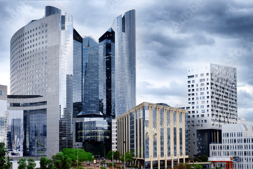 Modern buildings in business district of big city