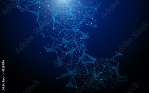 Abstract futuristic polygons and lines technology concept background