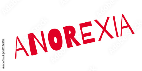 Anorexia rubber stamp. Grunge design with dust scratches. Effects can be easily removed for a clean, crisp look. Color is easily changed.