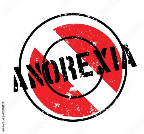 Anorexia rubber stamp. Grunge design with dust scratches. Effects can be easily removed for a clean, crisp look. Color is easily changed.
