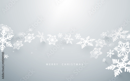 Merry Christmas and Happy new year. Abstract snowflakes on white background