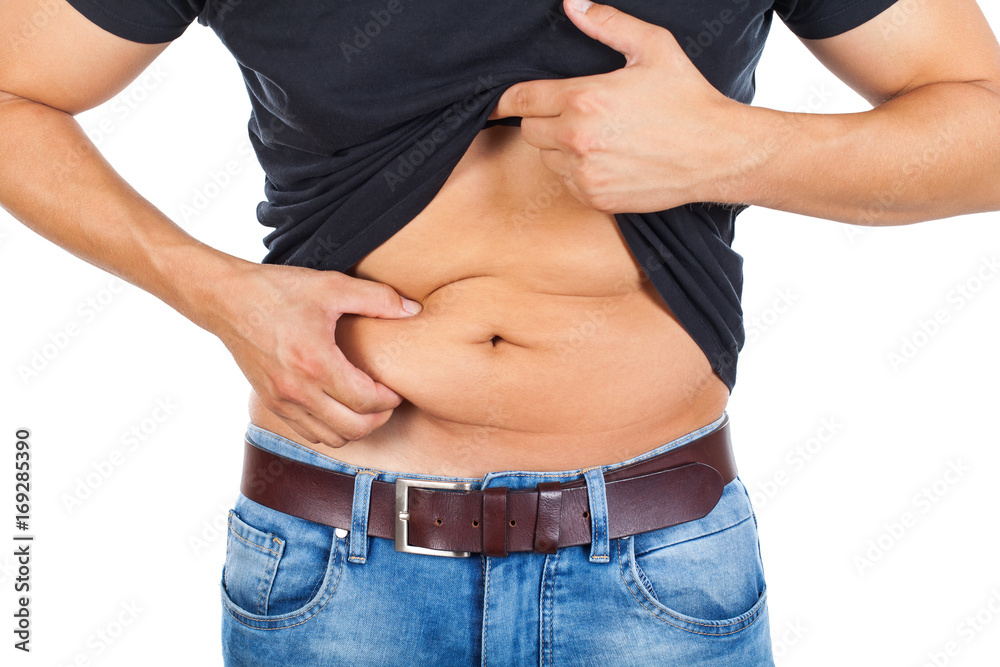 Fototapeta premium Young man's fatty abdomen