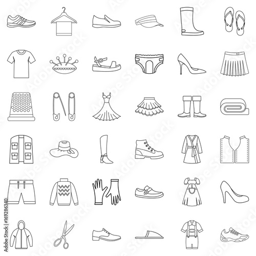 Tailor icons set, outline style