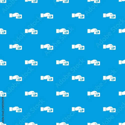 Hand with parking ticket pattern seamless blue