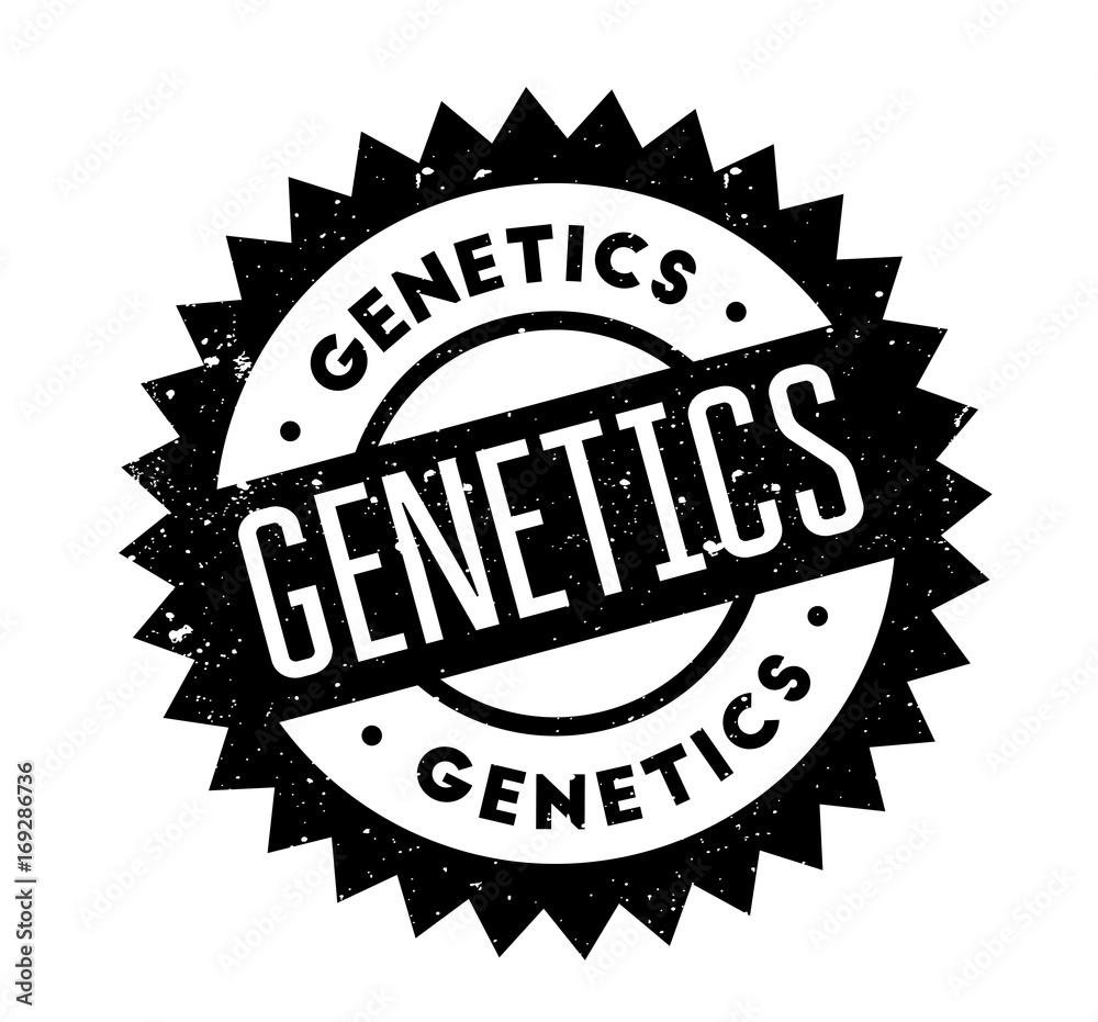 Genetics rubber stamp. Grunge design with dust scratches. Effects can be easily removed for a clean, crisp look. Color is easily changed.